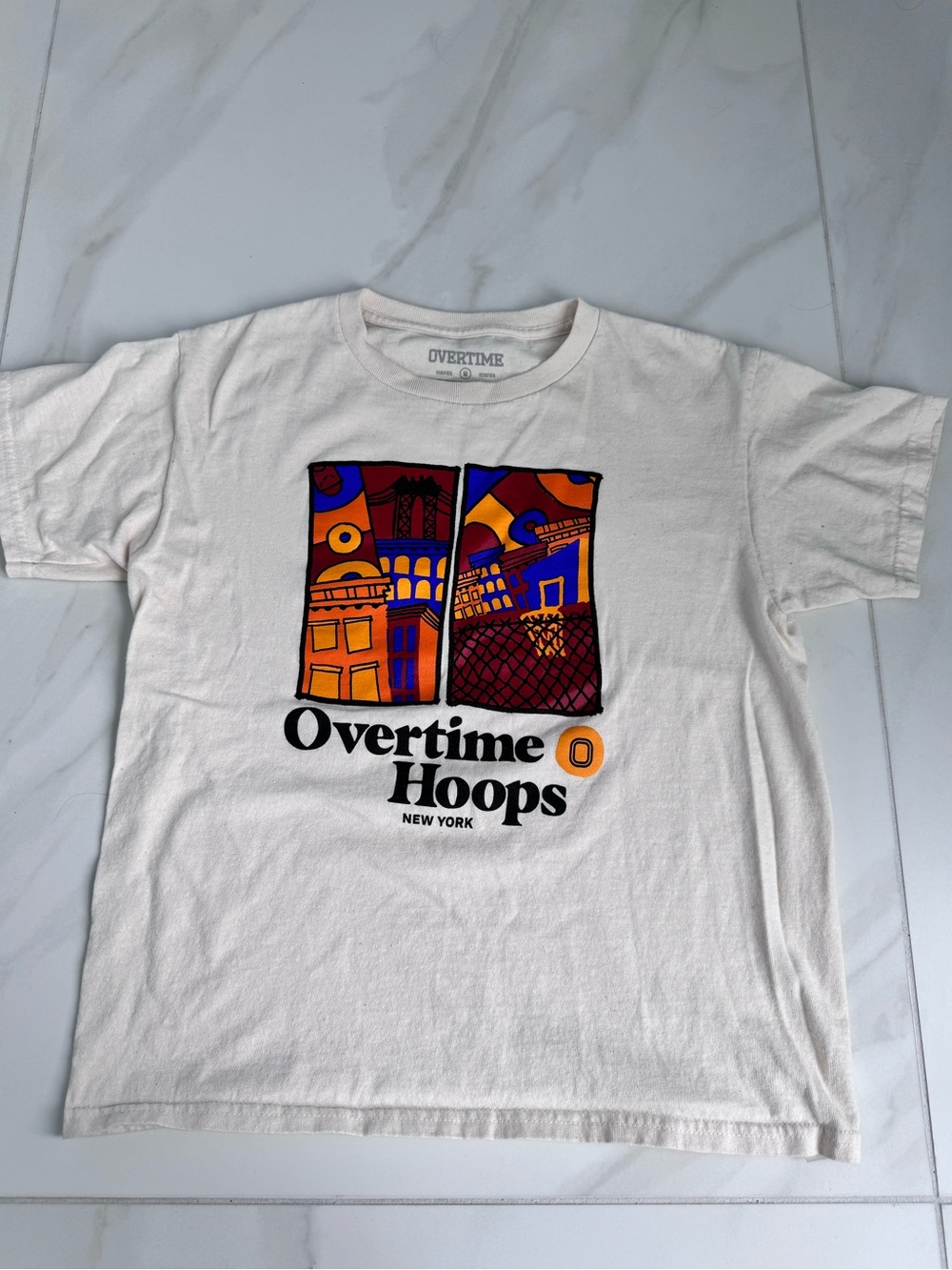Overtime Hoops Kids White Graphic Short Sleeve Tee